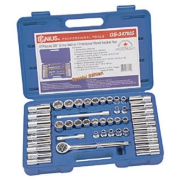 Genius 3/8Dr Metric/Fractional 6pt Socket Set GS347MS
