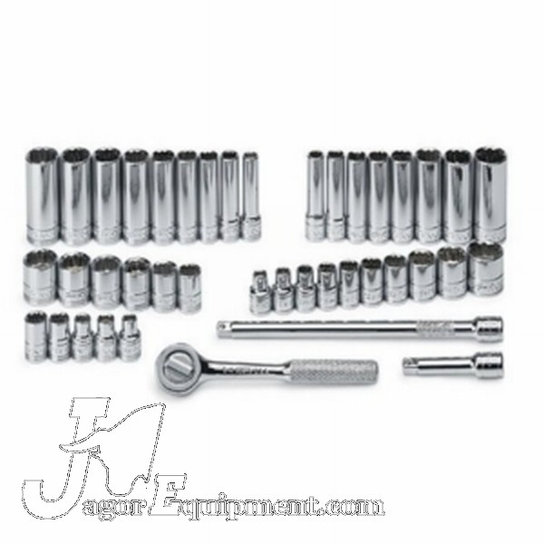 SK Tool 1/4 Drive Metric and Fractional 12 Point Socket Set 91844 12